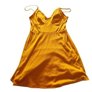 Wild Fable Ribbed Slip Dress Mustard Yellow Spaghetti Strap Size L